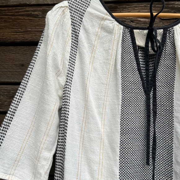 Ace & Jig stripe blouse in black & ivory stripe with neck tie - Size M - Picture 4 of 6